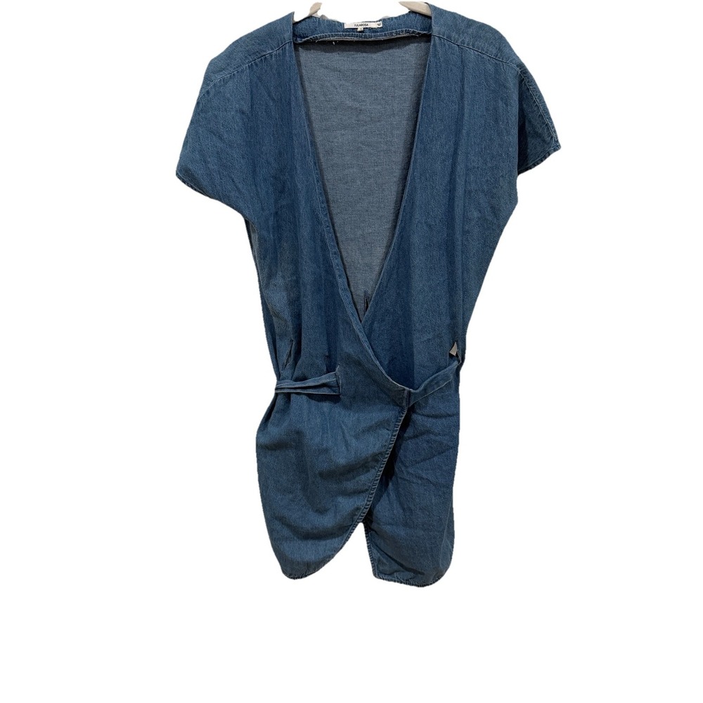 Tularosa Short Sleeves Mini Length Denim Wrap Dress Size Small